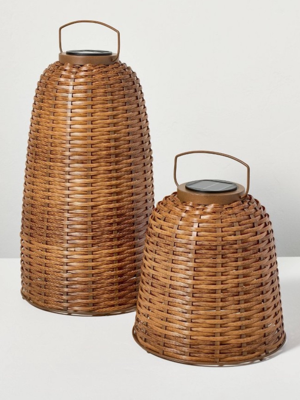 Set of 2 Woven Solar Lanterns by Hearth & Hand™ w/ Magnolia, 17.25” & 9.75” tall
